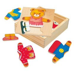Medinė dėlionė-žaidimas "Aprenk meškutę Bertą", 3+