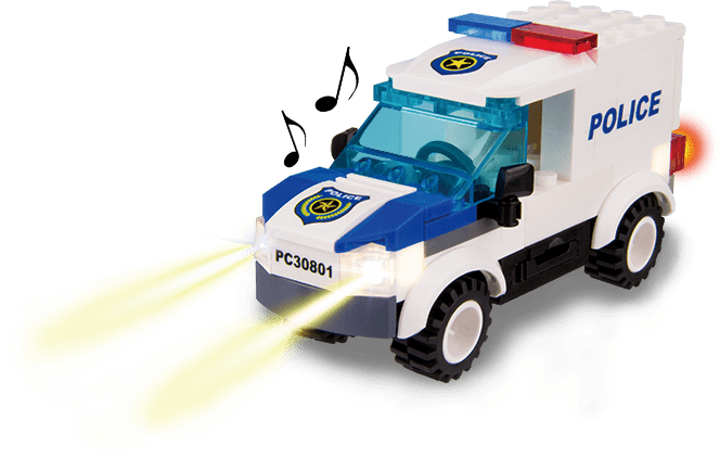 Konstruktorius STAX Hybrid Signalizuojantis policijos automobilis
