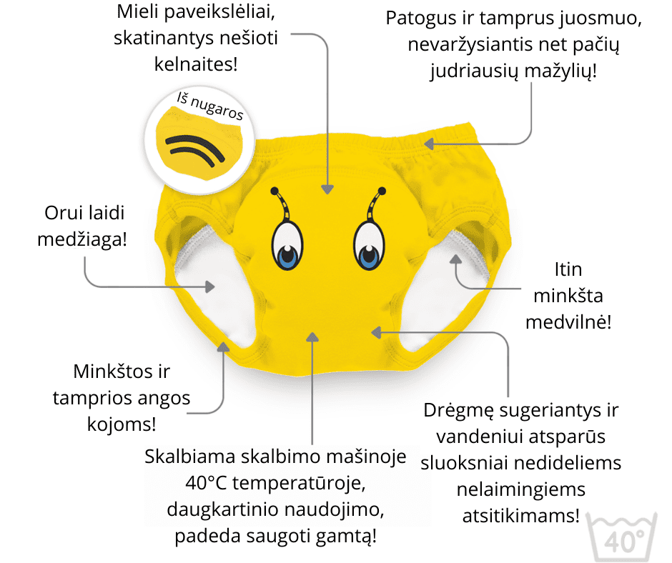 Mokomosios kelnaitės-atprastukės, Bitė, 18-24 mėn.