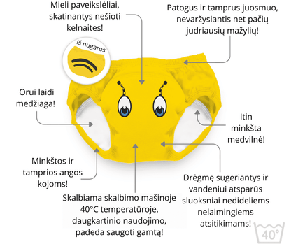 Mokomosios kelnaitės-atprastukės, Bitė, 18-24 mėn.